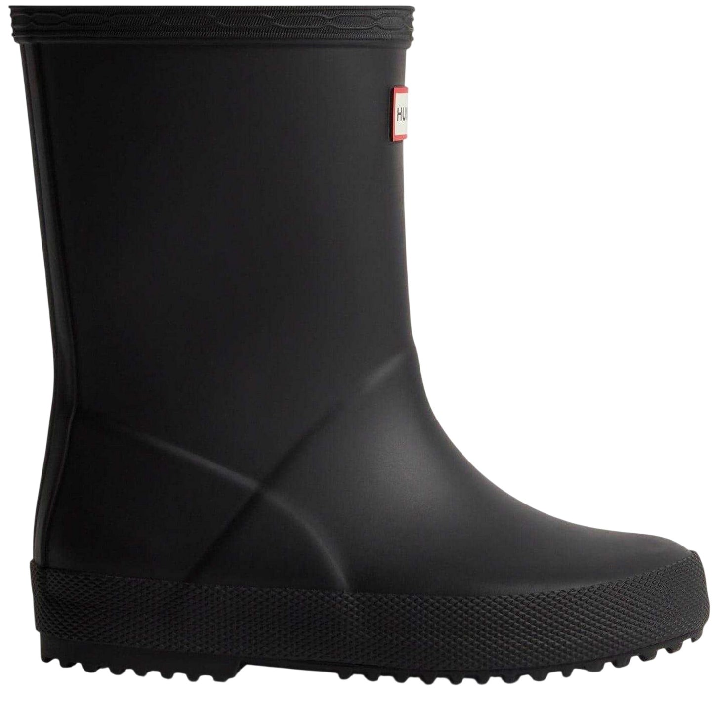 Black - Side - Hunter Childrens-Kids Flatform Wellington Boots