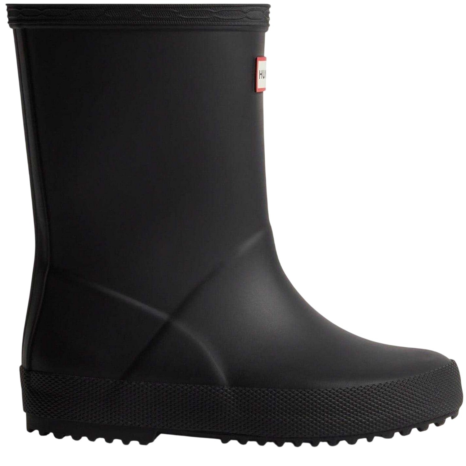 Black - Side - Hunter Childrens-Kids Flatform Wellington Boots