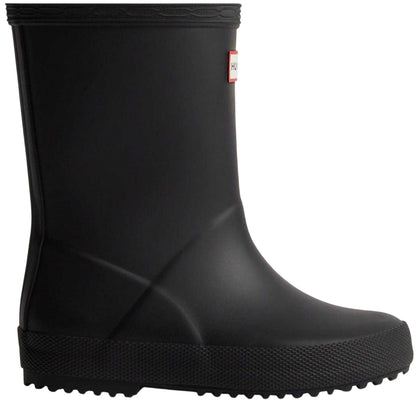 Black - Side - Hunter Childrens-Kids Flatform Wellington Boots