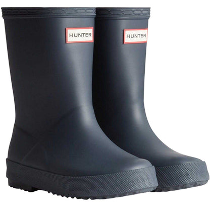 Navy - Front - Hunter Childrens-Kids Flatform Wellington Boots