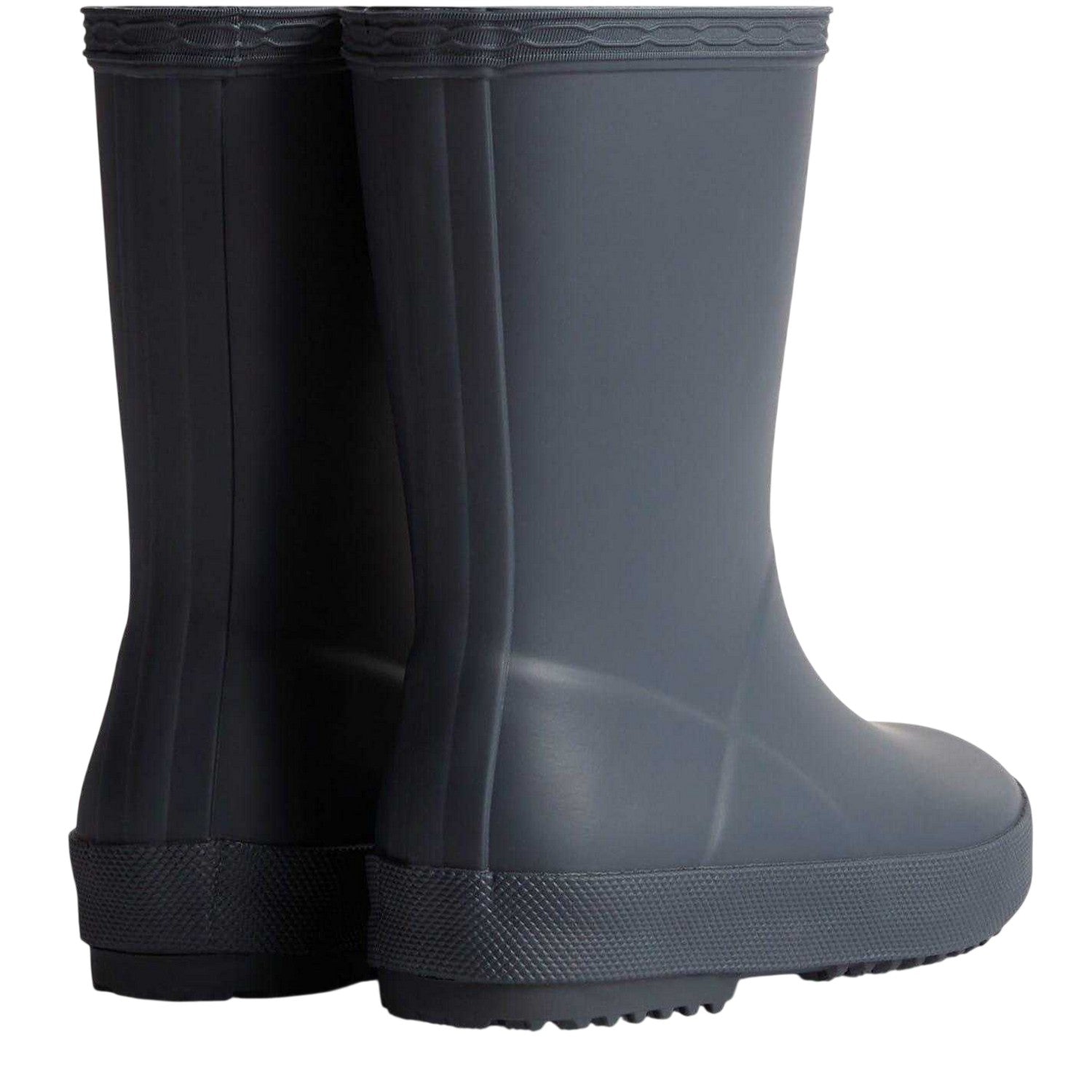 Navy - Back - Hunter Childrens-Kids Flatform Wellington Boots
