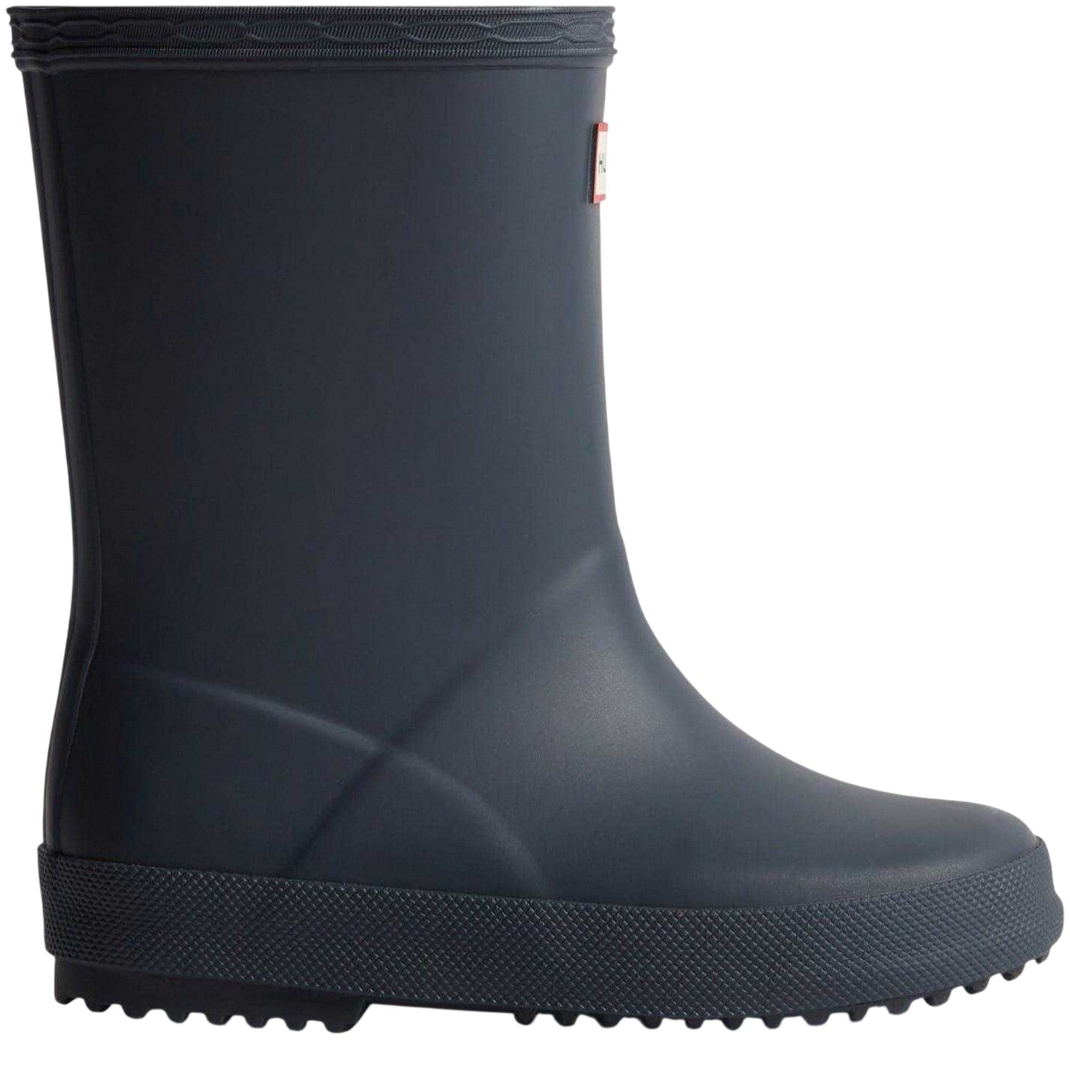 Navy - Side - Hunter Childrens-Kids Flatform Wellington Boots