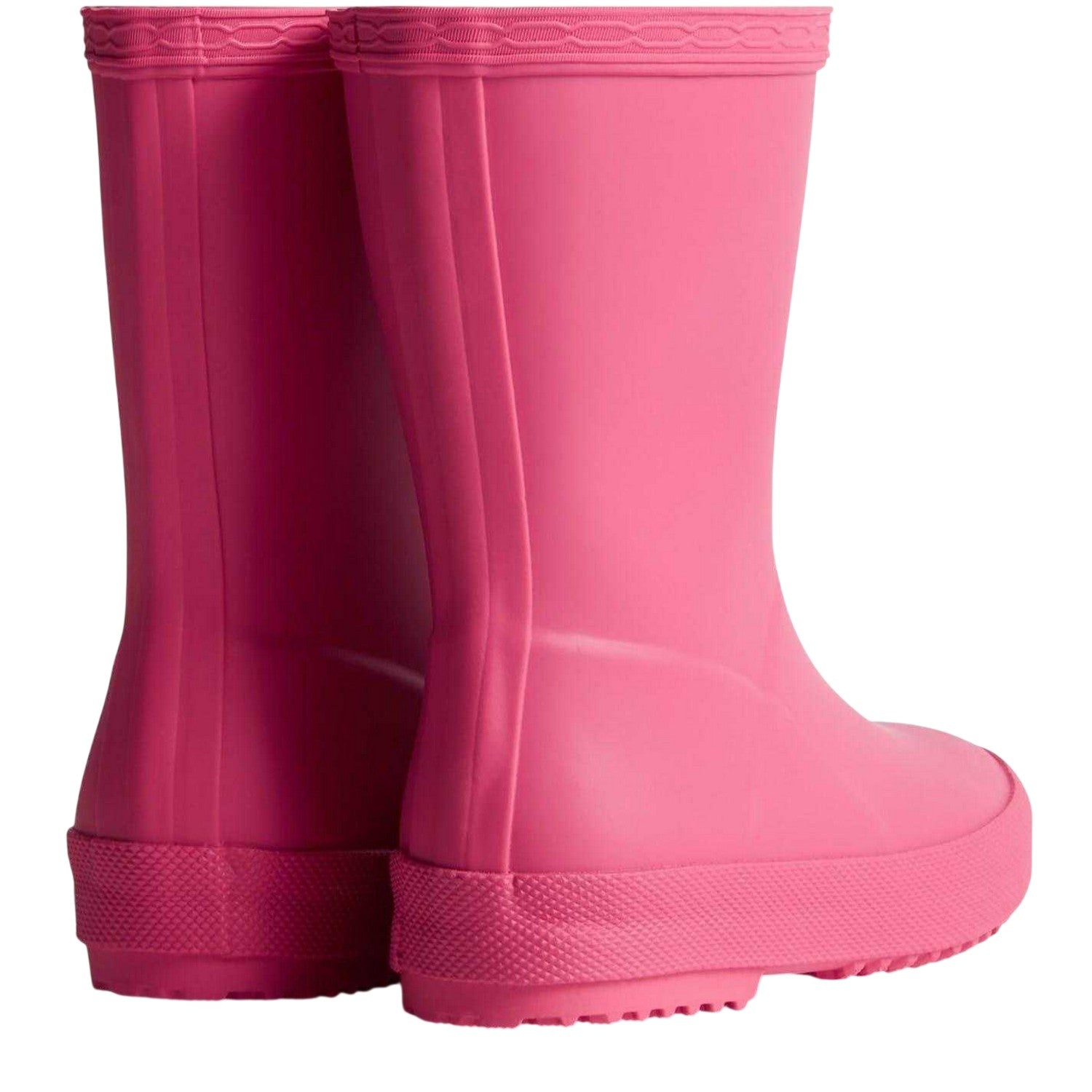 Pink - Back - Hunter Childrens-Kids Flatform Wellington Boots