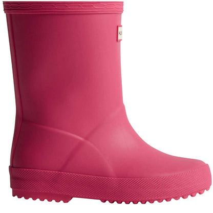 Pink - Side - Hunter Childrens-Kids Flatform Wellington Boots