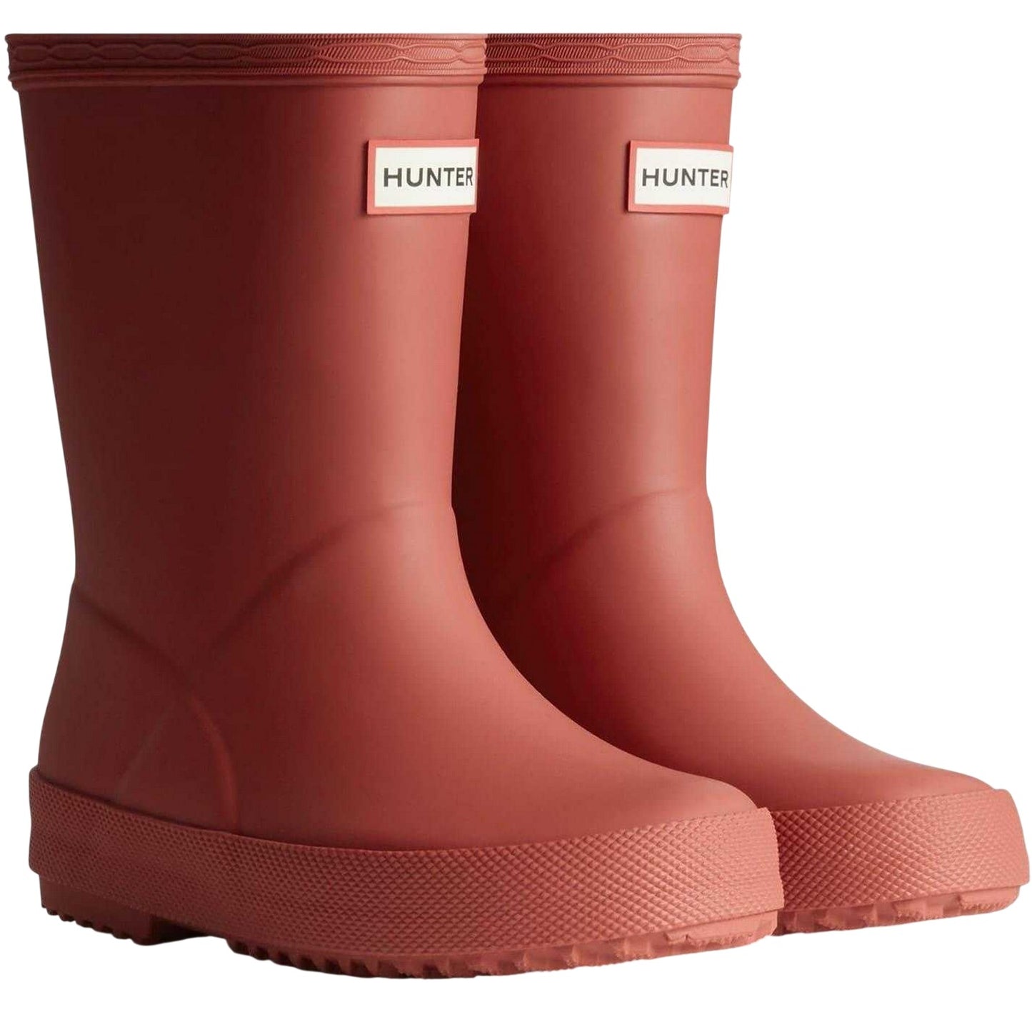 Red - Front - Hunter Childrens-Kids Flatform Wellington Boots
