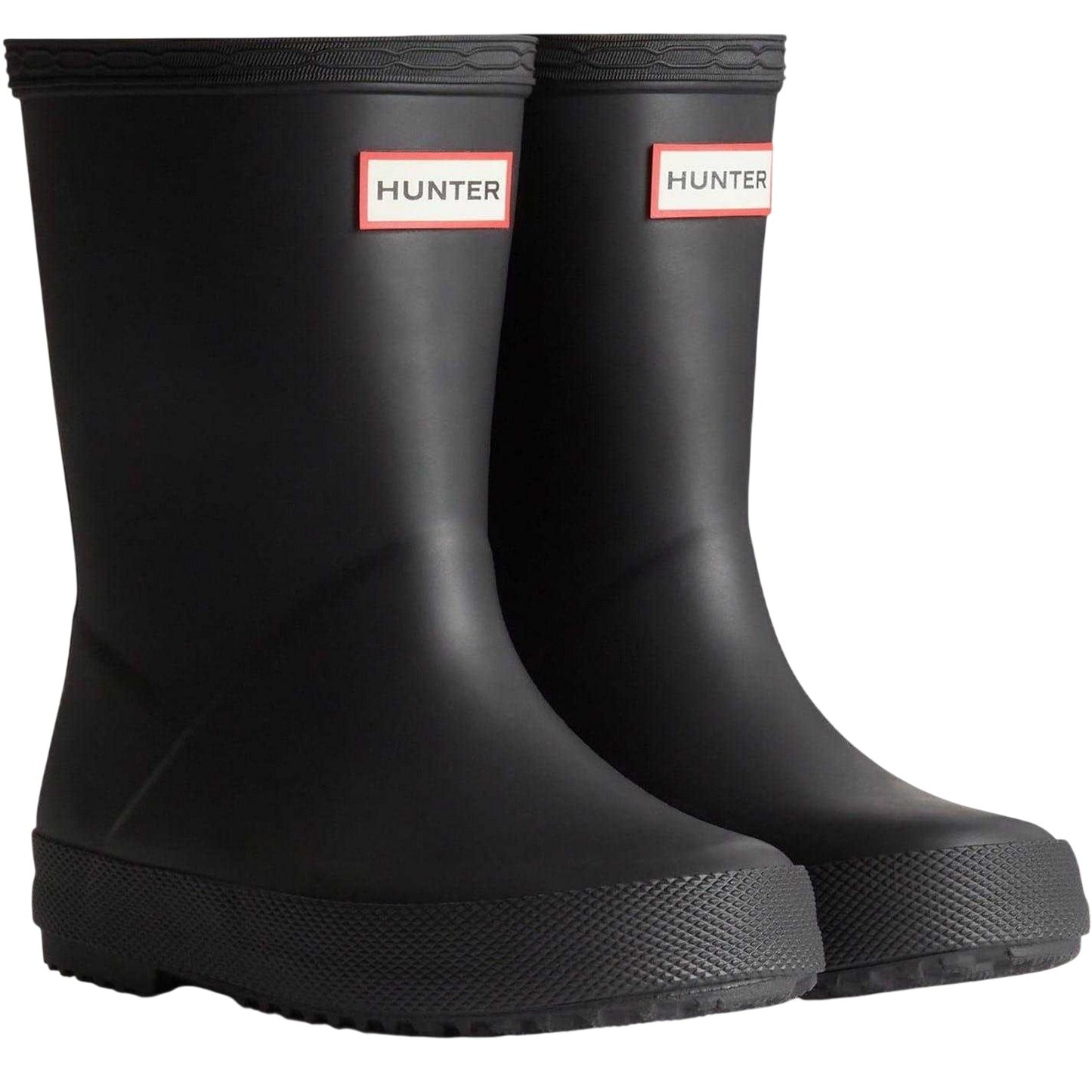 Black - Front - Hunter Childrens-Kids Flatform Wellington Boots