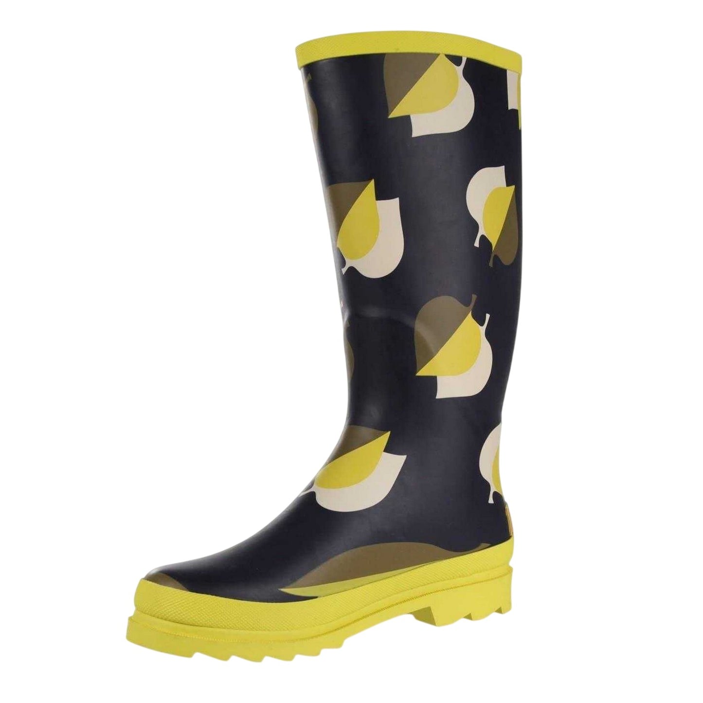 Black Shadow Elm Yellow Print - Side - Regatta Womens-Ladies Orla Kiely Leaf Print Wellington Boots