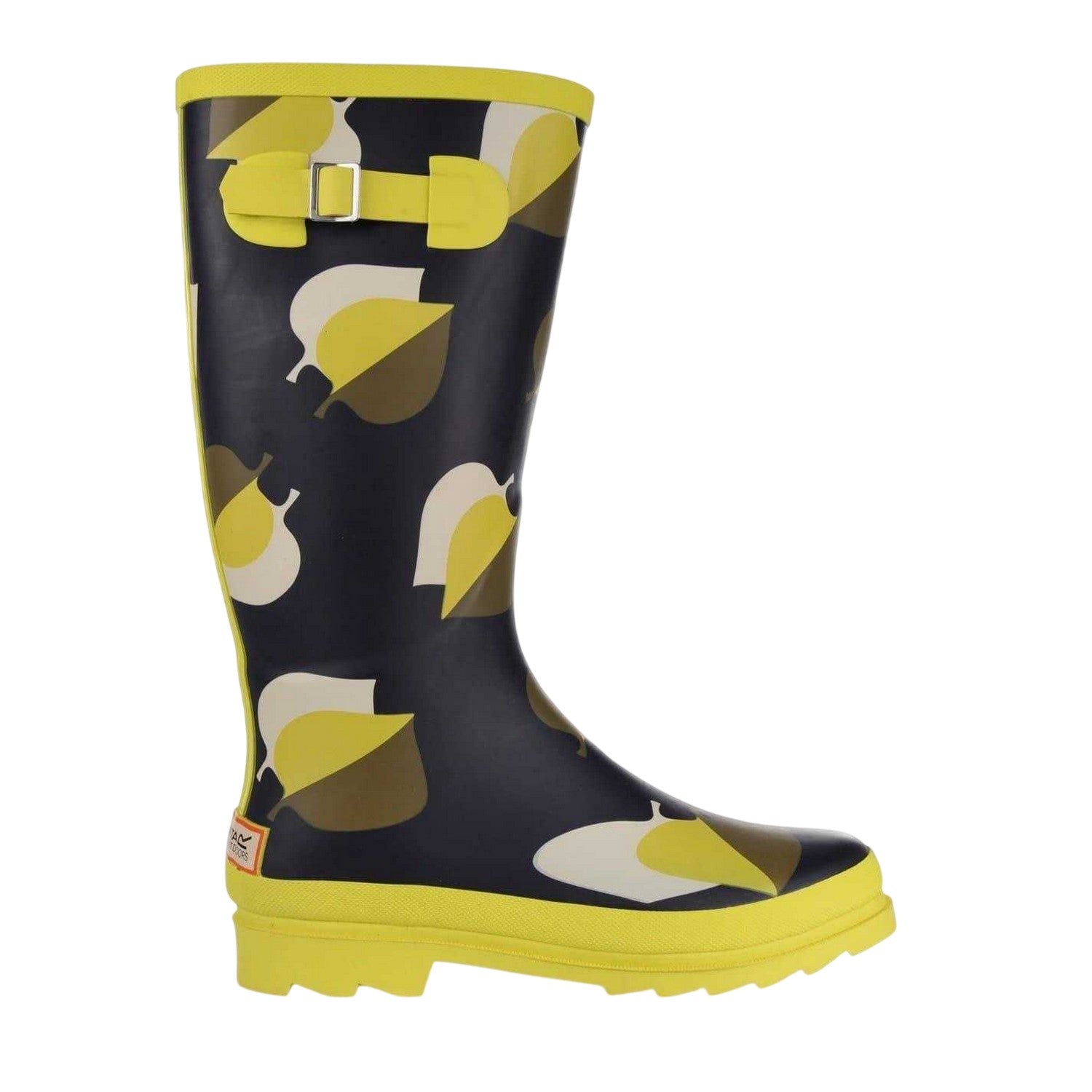 Black Shadow Elm Yellow Print - Front - Regatta Womens-Ladies Orla Kiely Leaf Print Wellington Boots