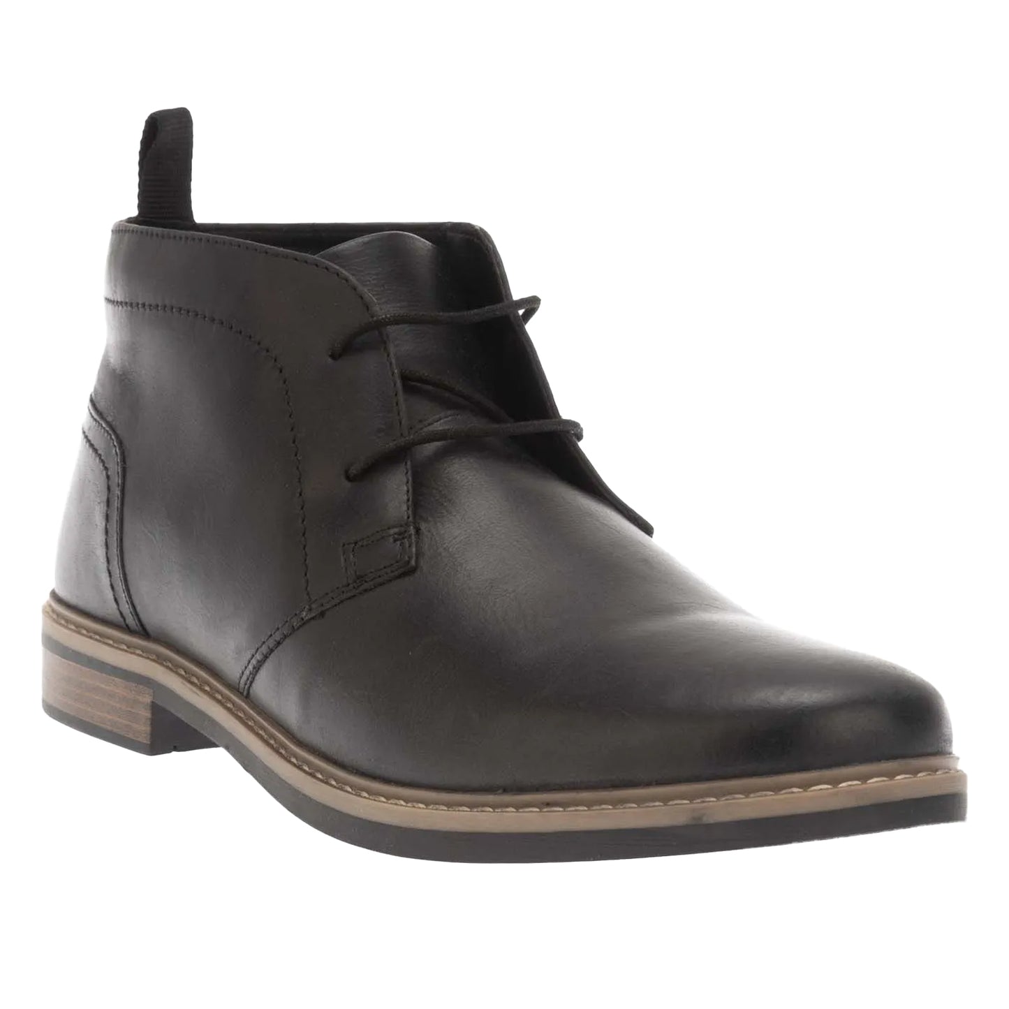 Black - Front - Dune London Mens Clydell Leather Chukka Boots