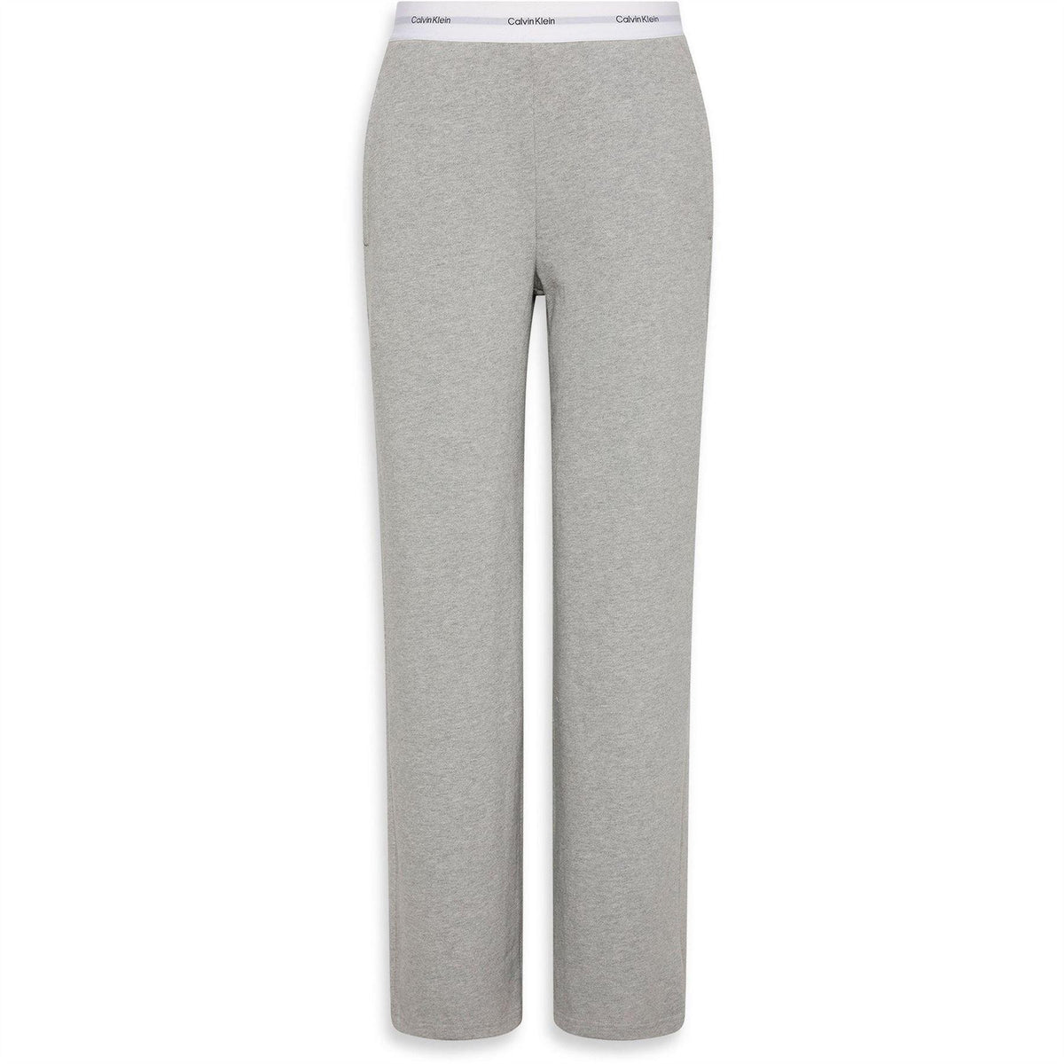 Grey - Front - Calvin Klein Womens-Ladies Jersey Open Hem Jogging Bottoms