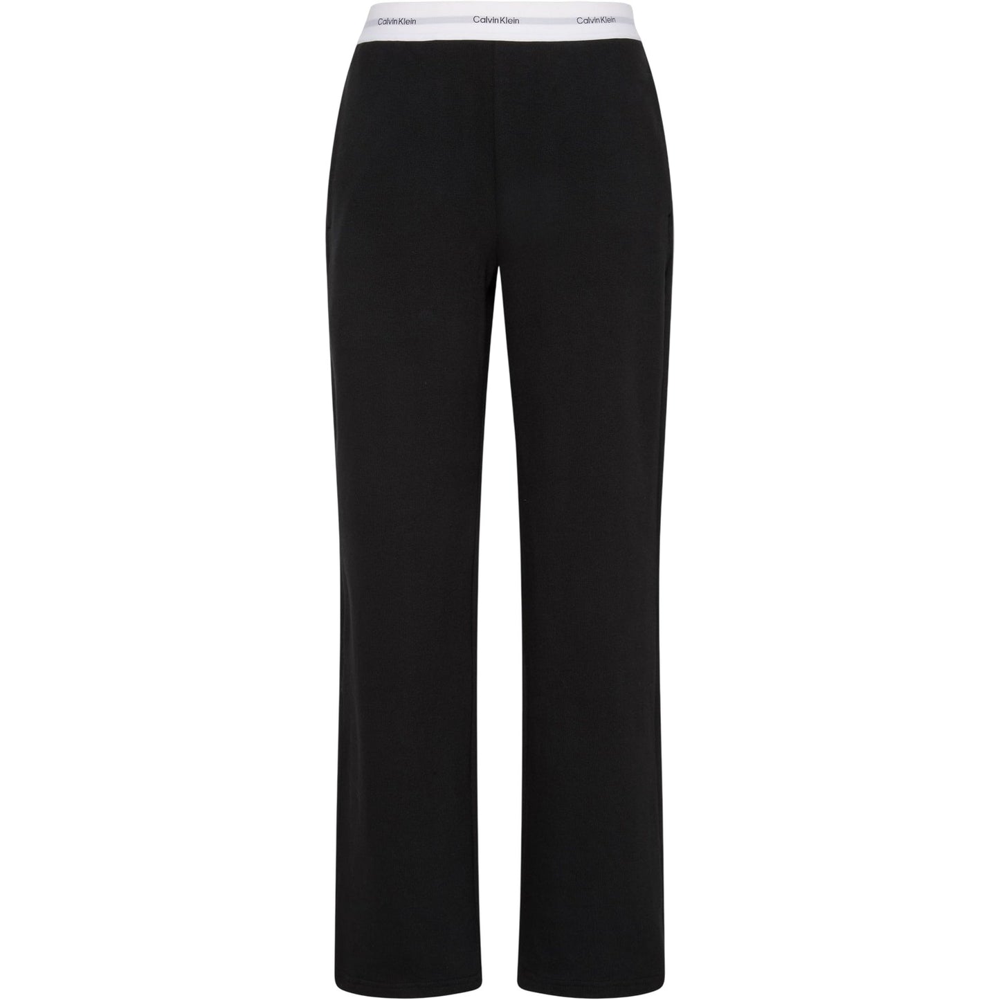 Black - Front - Calvin Klein Womens-Ladies Jersey Open Hem Jogging Bottoms