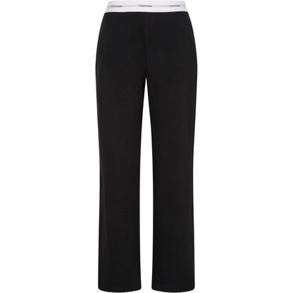 Black - Front - Calvin Klein Womens-Ladies Jersey Open Hem Jogging Bottoms