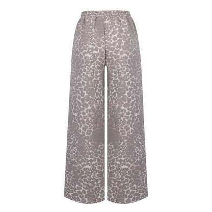 Leopard Print - Back - Miso Womens-Ladies Leopard Print Wide Leg Joggers