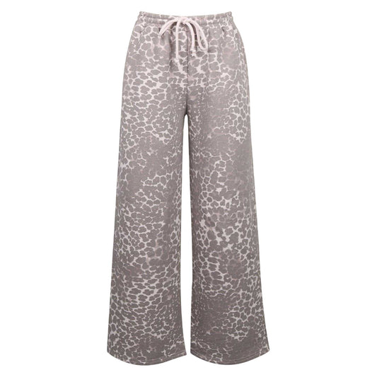 Leopard Print - Front - Miso Womens-Ladies Leopard Print Wide Leg Joggers