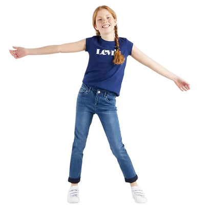 Mid Blue - Front - Levis Girls 710 Denim Skinny Jeans