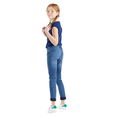 Mid Blue - Back - Levis Girls 710 Denim Skinny Jeans