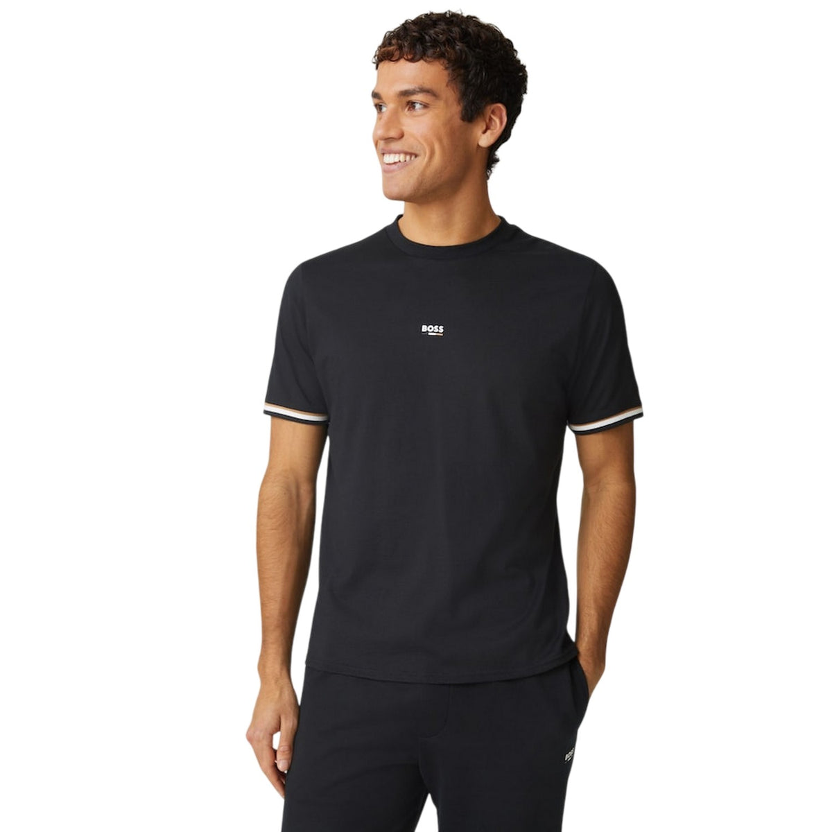 Black - Side - Boss Mens Cotton Blend T-Shirt