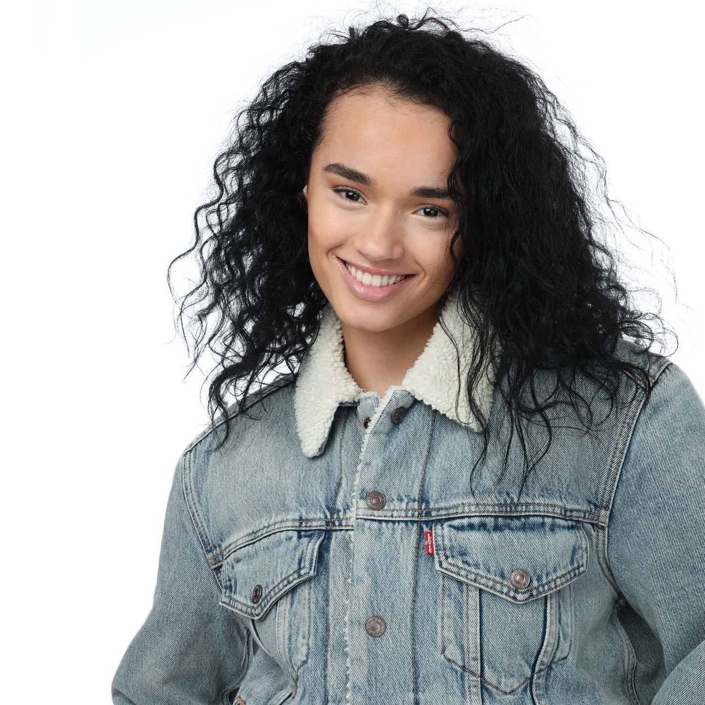Denim - Side - Levis Womens-Ladies Ex-Boyfriend Sherpa Trucker Jacket