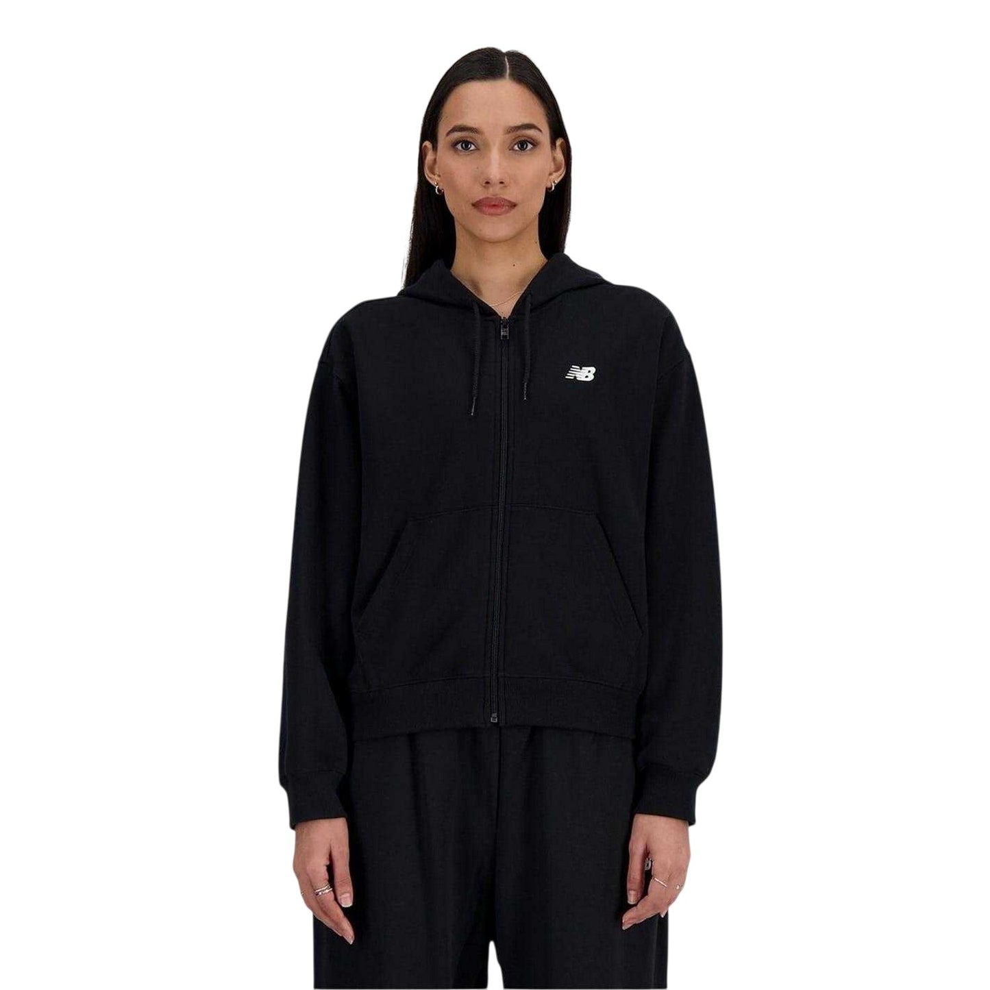 Black - Front - New Balance Womens-Ladies Full Zip Hoodie