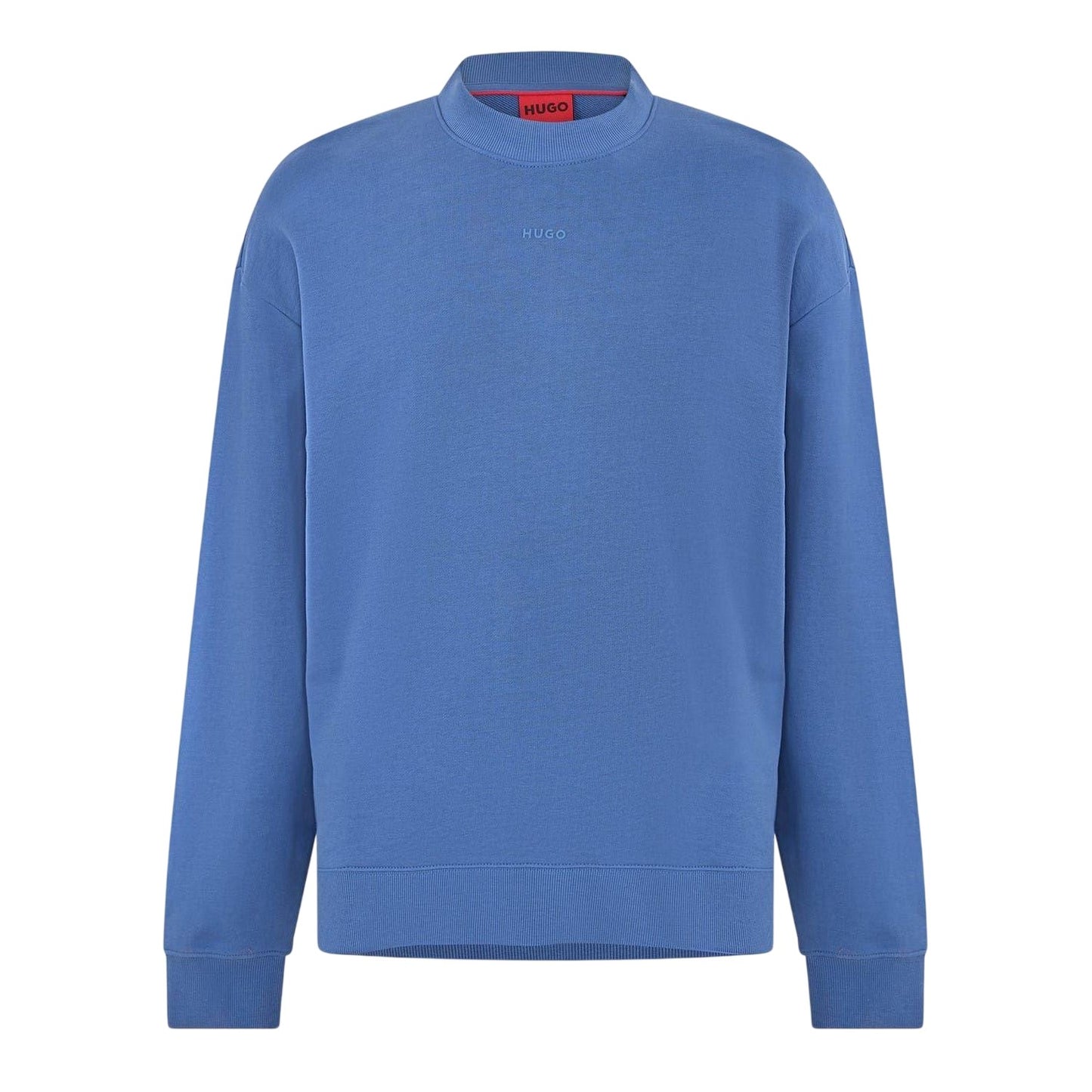 Medium Blue - Front - Hugo Mens Tonal Logo Cotton Jersey Relaxed Fit Casual Sweatshirt