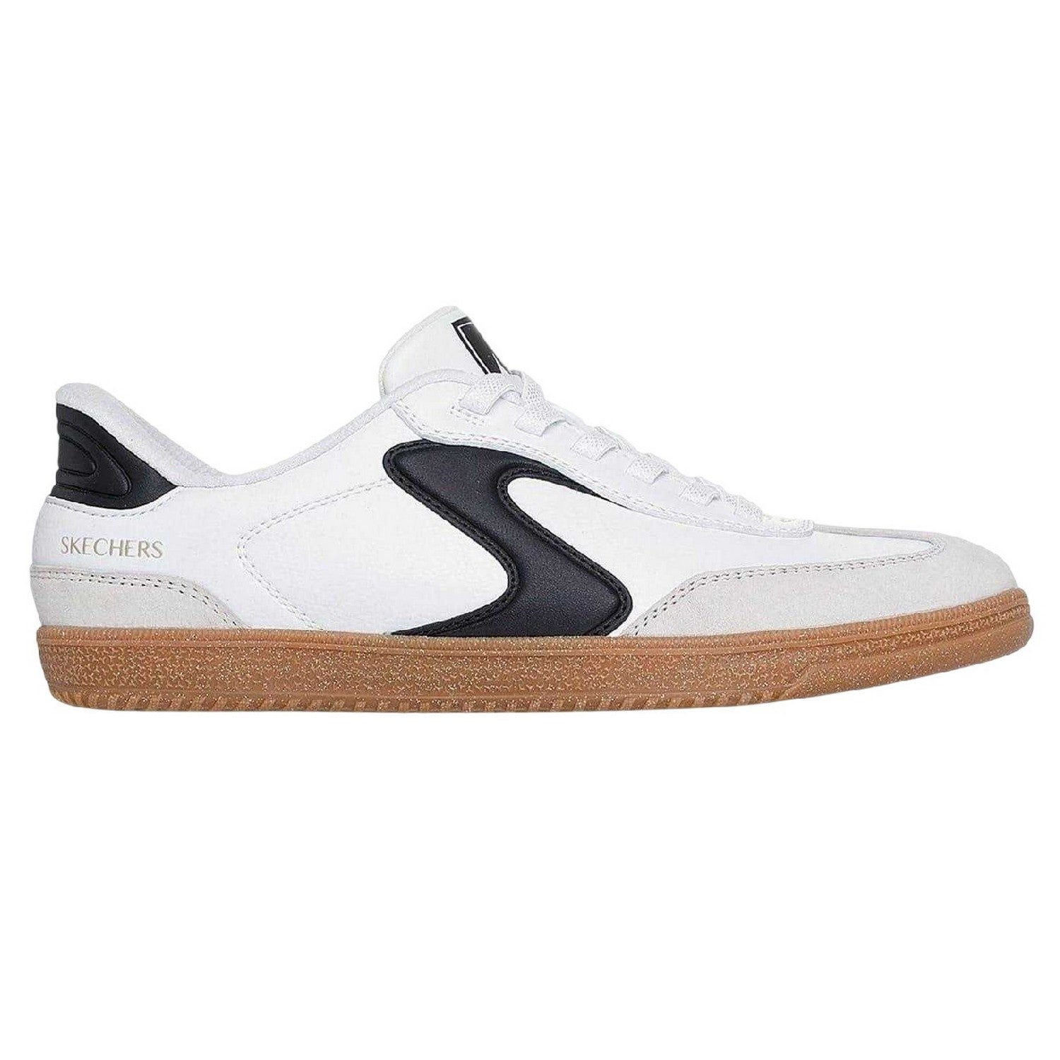 White-Black - Side - Skechers Mens Suede Trainers