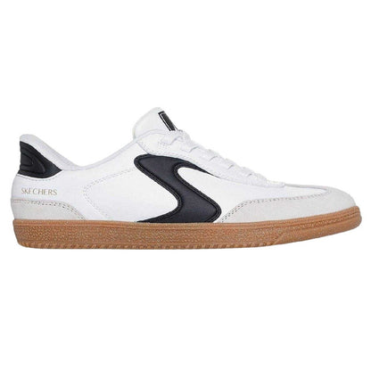 White-Black - Side - Skechers Womens-Ladies Suede Trainers