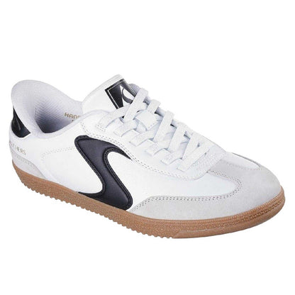 White-Black - Front - Skechers Womens-Ladies Suede Trainers