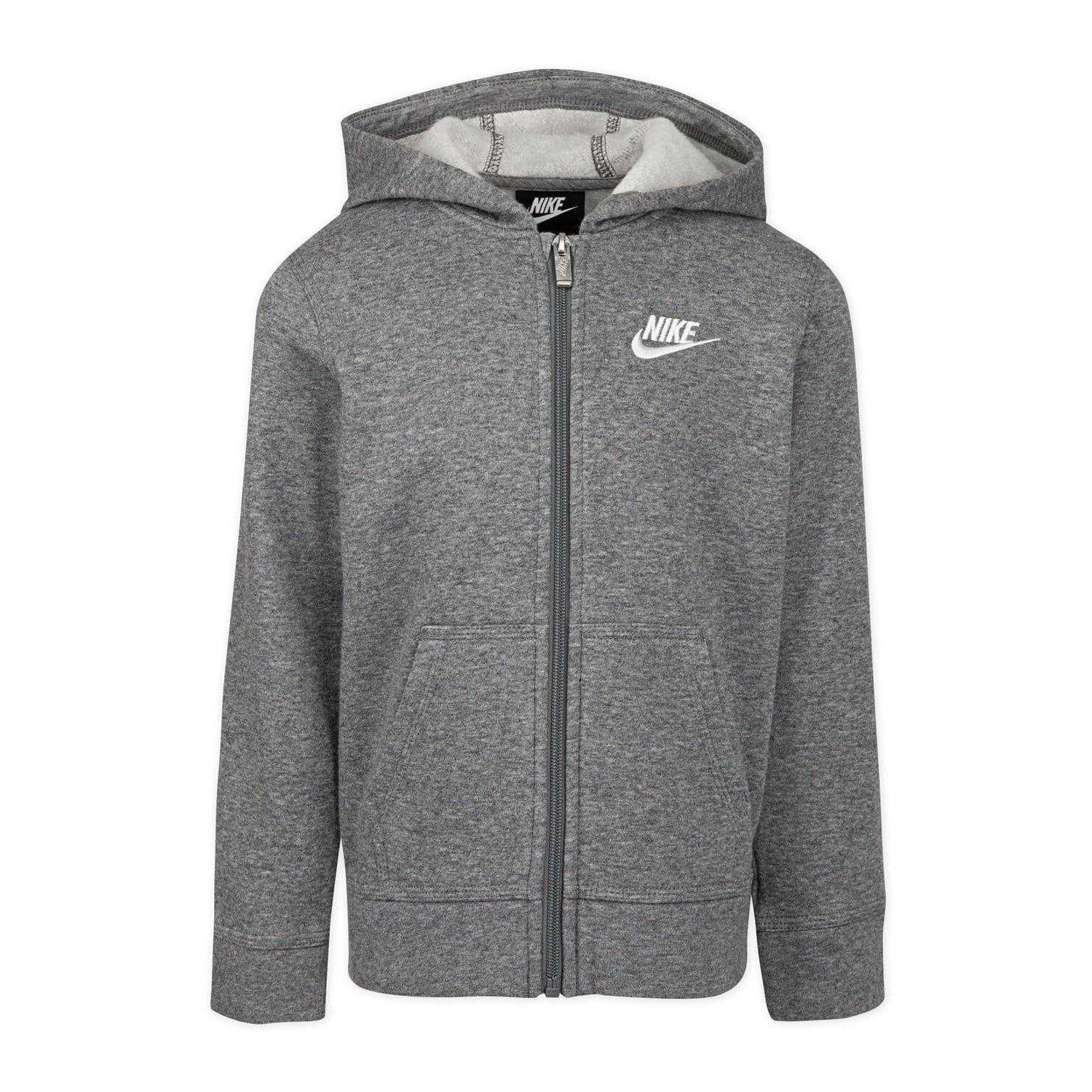 Carbon Heather Heather - Front - Nike Childrens-Kids Logo Full Zip Hoodie