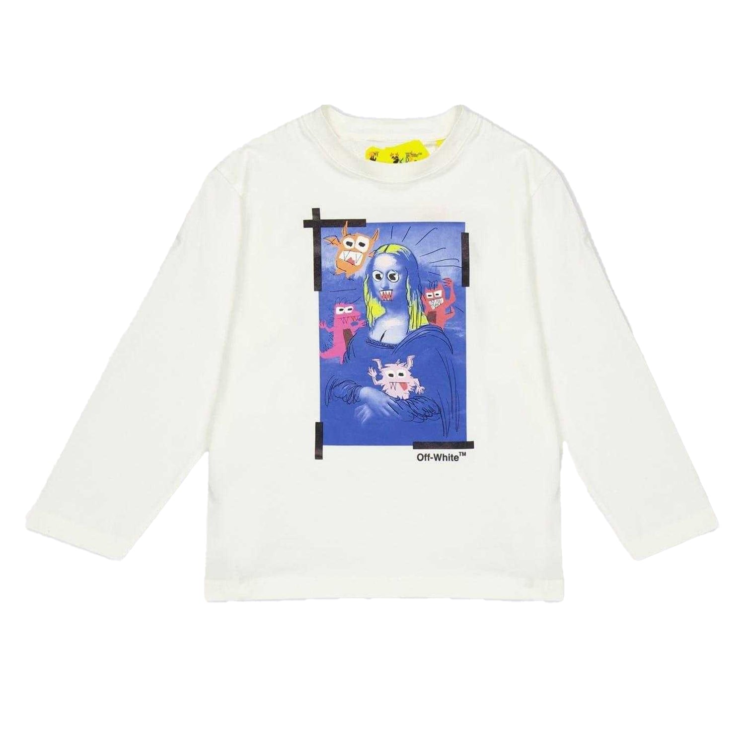 White-Blue - Front - Off White Unisex Adult Graphic Print T-Shirt