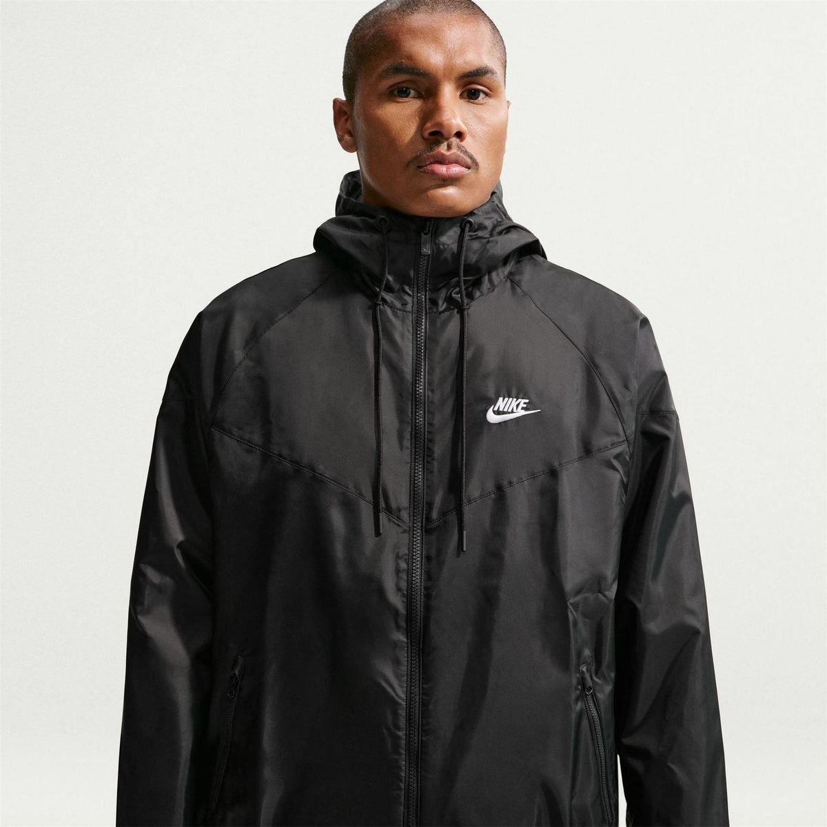 Jet Black-White - Front - Nike Mens Windrunner Jacket