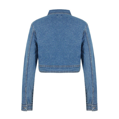 Mid Wash - Back - US Polo Assn Womens-Ladies Cropped Denim Jacket
