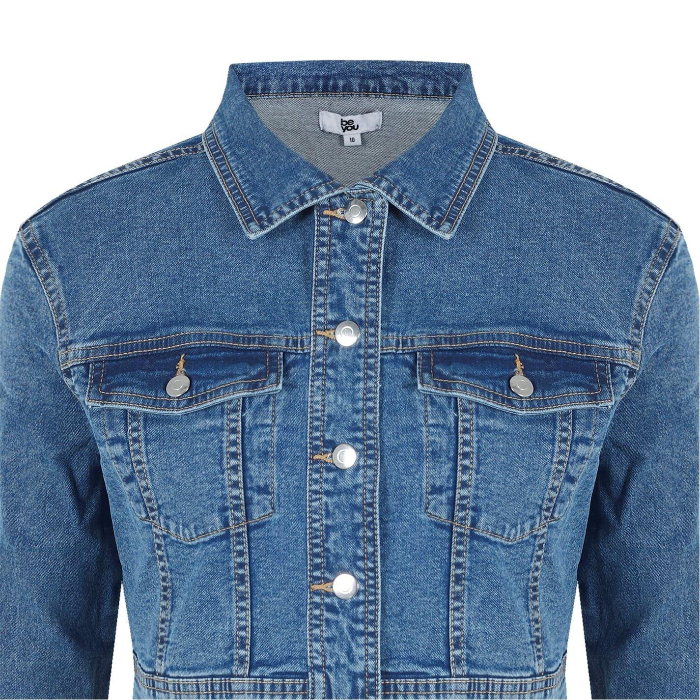 Mid Wash - Side - US Polo Assn Womens-Ladies Cropped Denim Jacket