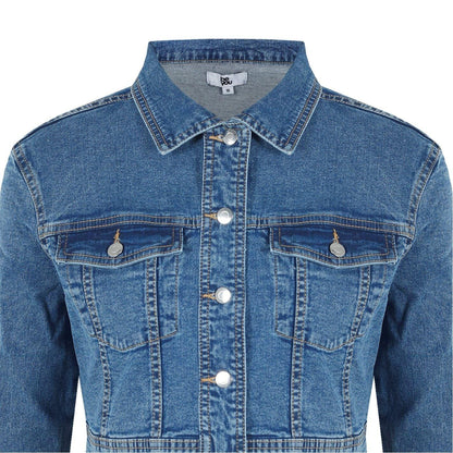 Mid Wash - Side - US Polo Assn Womens-Ladies Cropped Denim Jacket