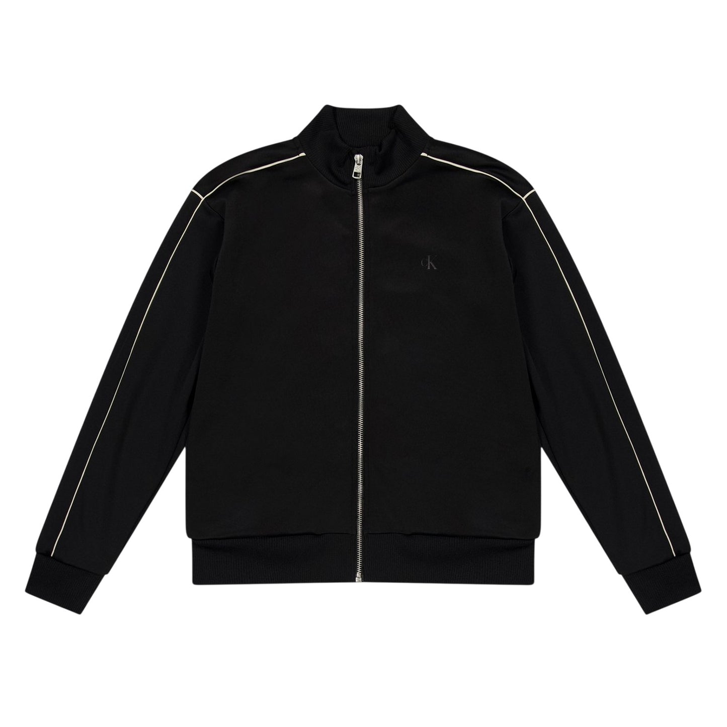 Black - Front - Calvin Klein Childrens-Kids Jeans Contrast Piping Track Jacket