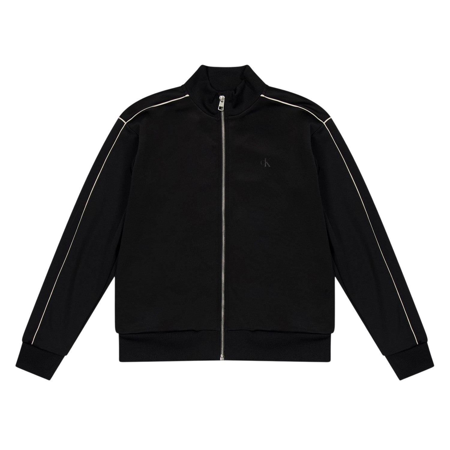 Black - Front - Calvin Klein Childrens-Kids Jeans Contrast Piping Track Jacket