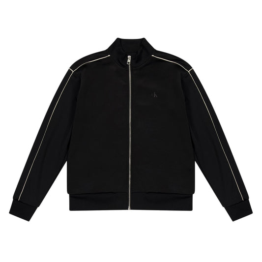 Black - Front - Calvin Klein Childrens-Kids Jeans Contrast Piping Track Jacket