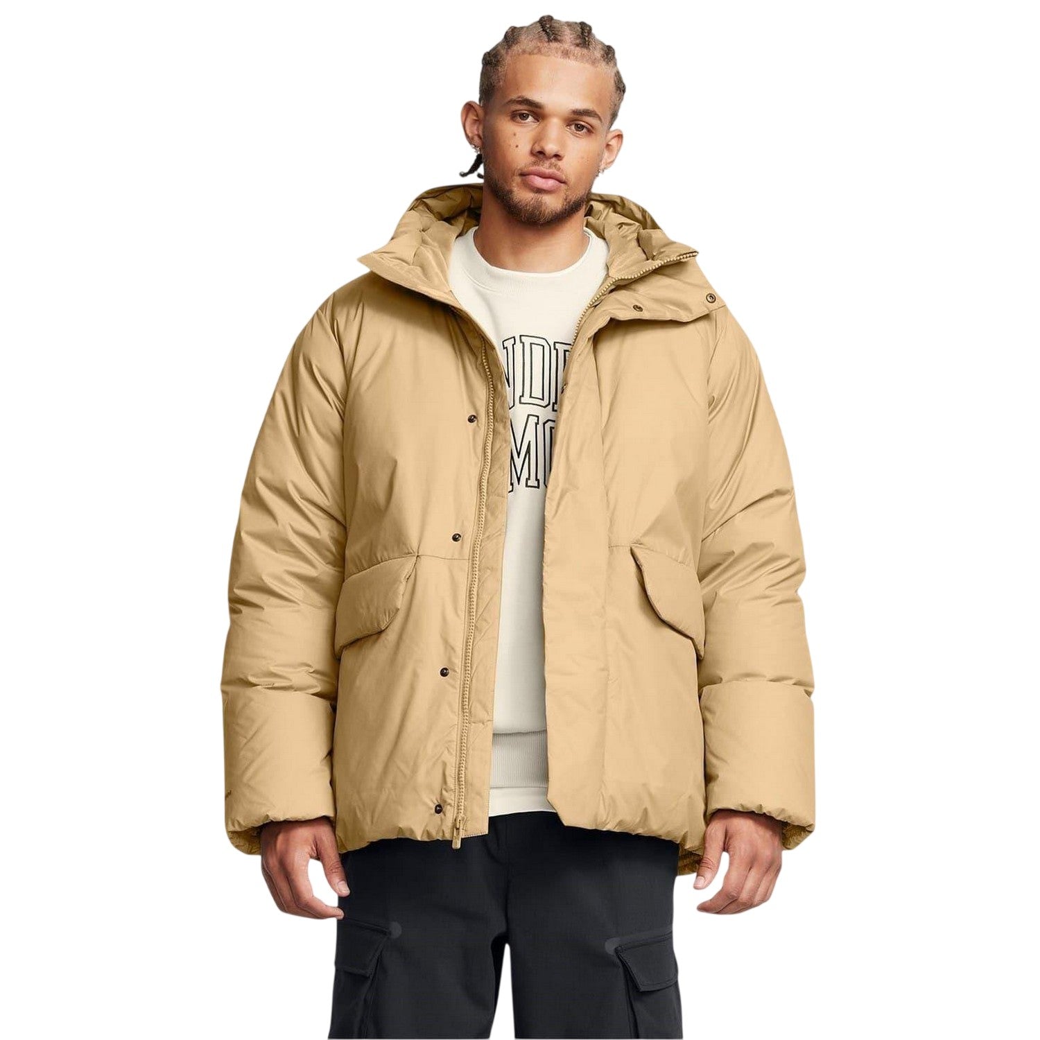 Brown - Side - Under Armour Mens Limitless Down Filled Puffer Jacket
