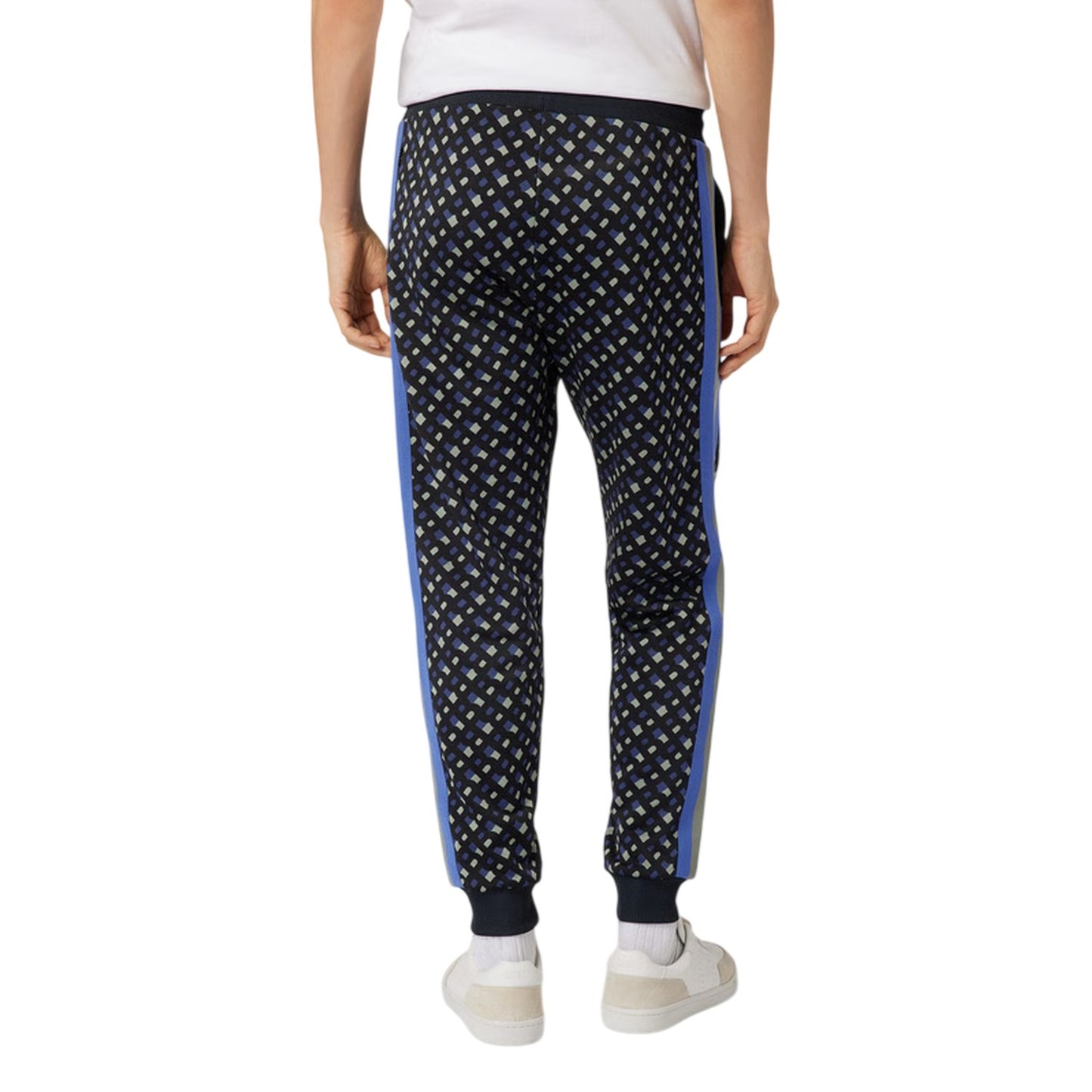 Dark Blue - Back - Boss Mens Lamont Geometric Pattern Slim Joggers