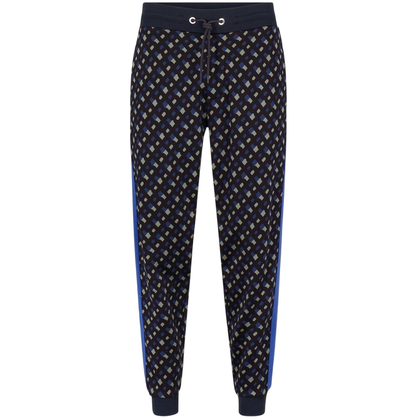 Dark Blue - Front - Boss Mens Lamont Geometric Pattern Slim Joggers