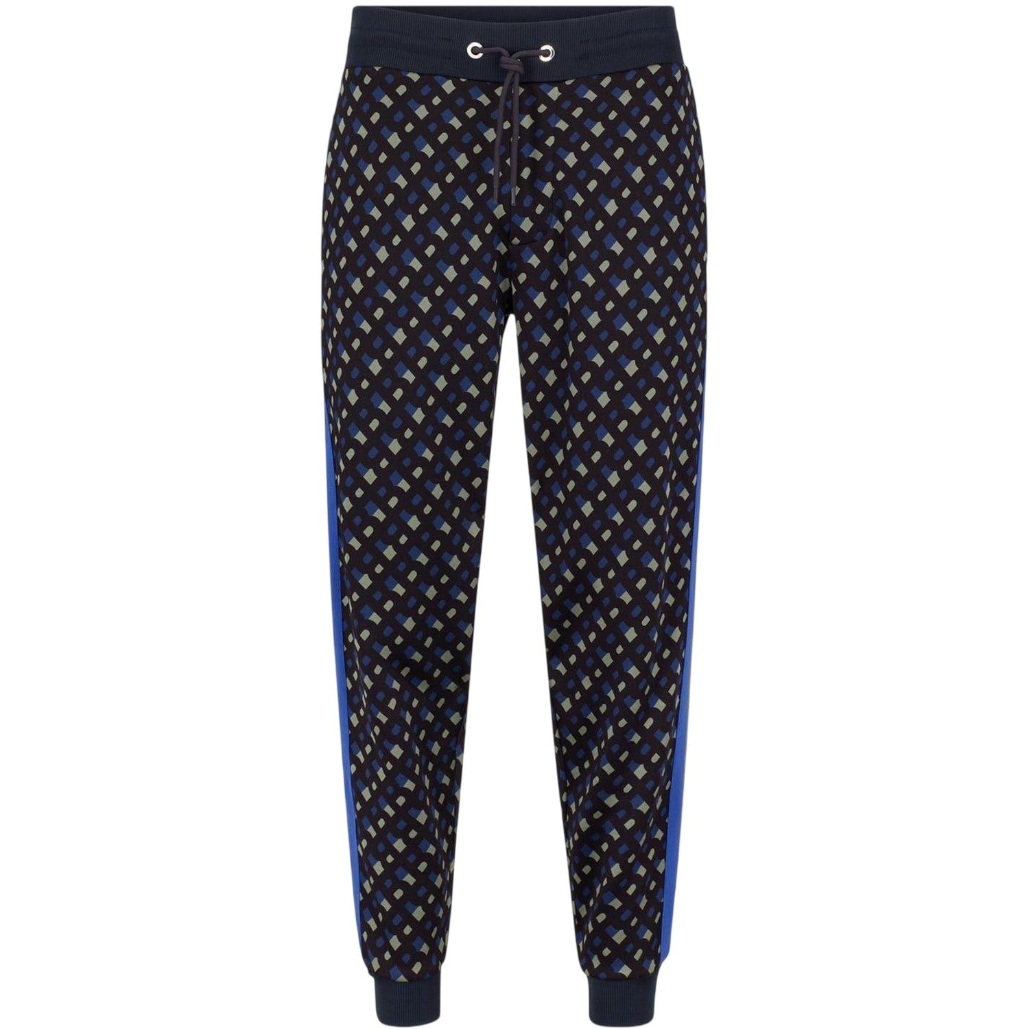 Dark Blue - Front - Boss Mens Lamont Geometric Pattern Slim Joggers