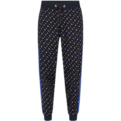 Dark Blue - Front - Boss Mens Lamont Geometric Pattern Slim Joggers