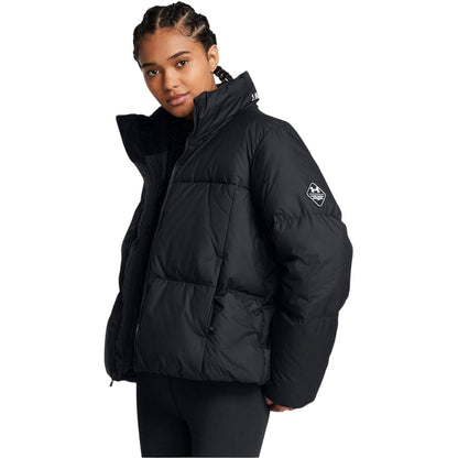 Black - Side - Under Armour Womens-Ladies Puffer Jacket