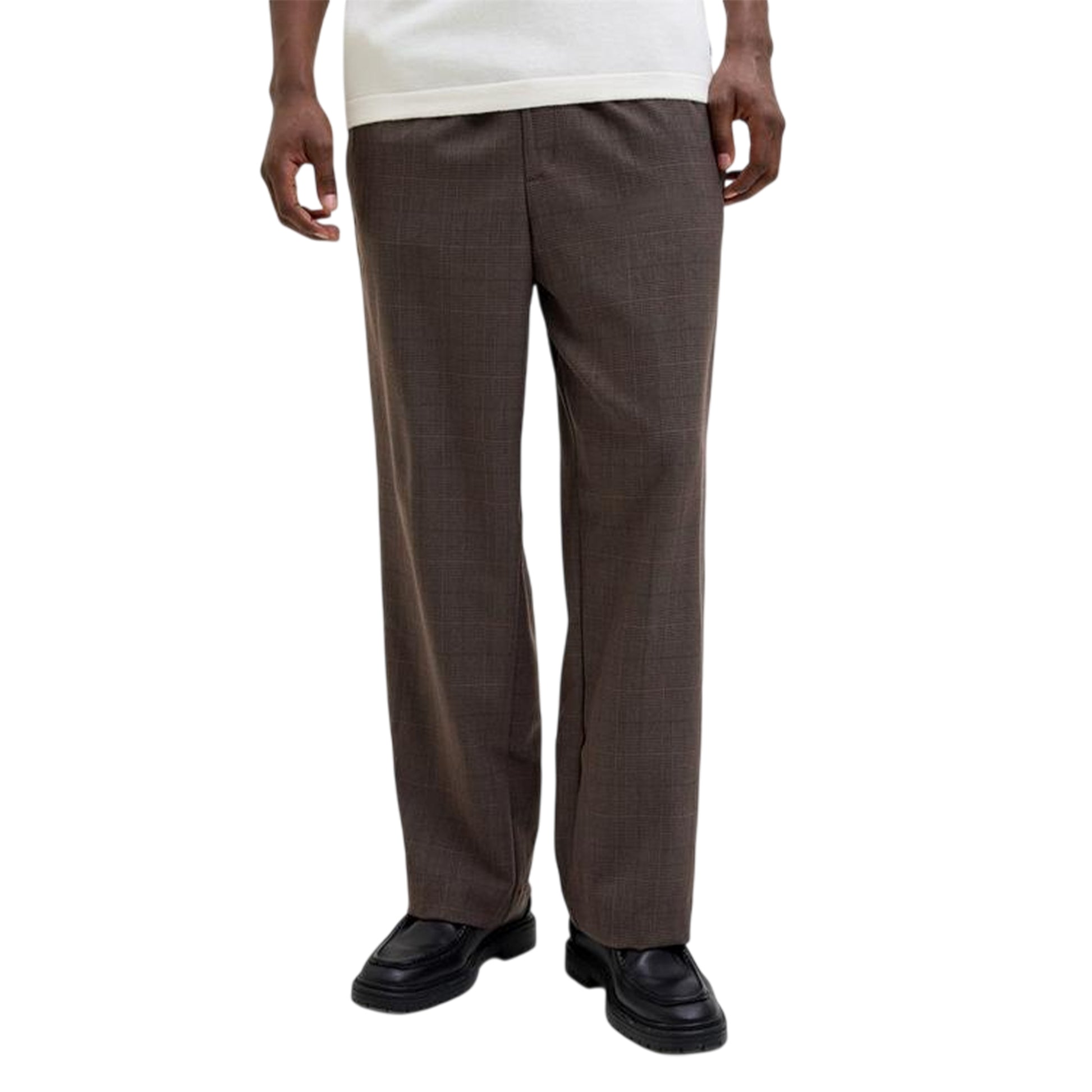 Chocolate - Side - Jack And Jones Mens Bill Stripe Wide Leg Joggers