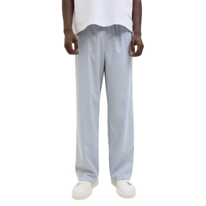 Grey Melange - Front - Jack And Jones Mens Bill Stripe Wide Leg Joggers