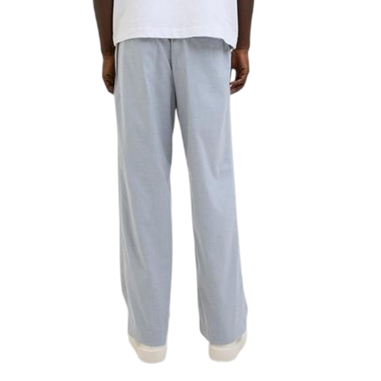 Grey Melange - Back - Jack And Jones Mens Bill Stripe Wide Leg Joggers