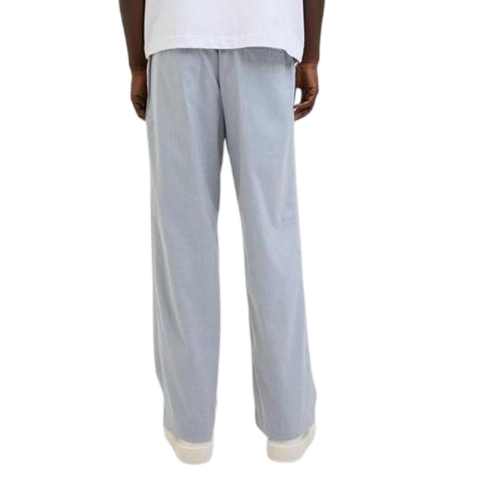 Grey Melange - Back - Jack And Jones Mens Bill Stripe Wide Leg Joggers