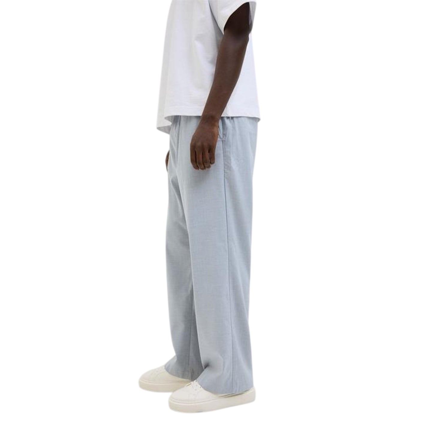 Grey Melange - Side - Jack And Jones Mens Bill Stripe Wide Leg Joggers
