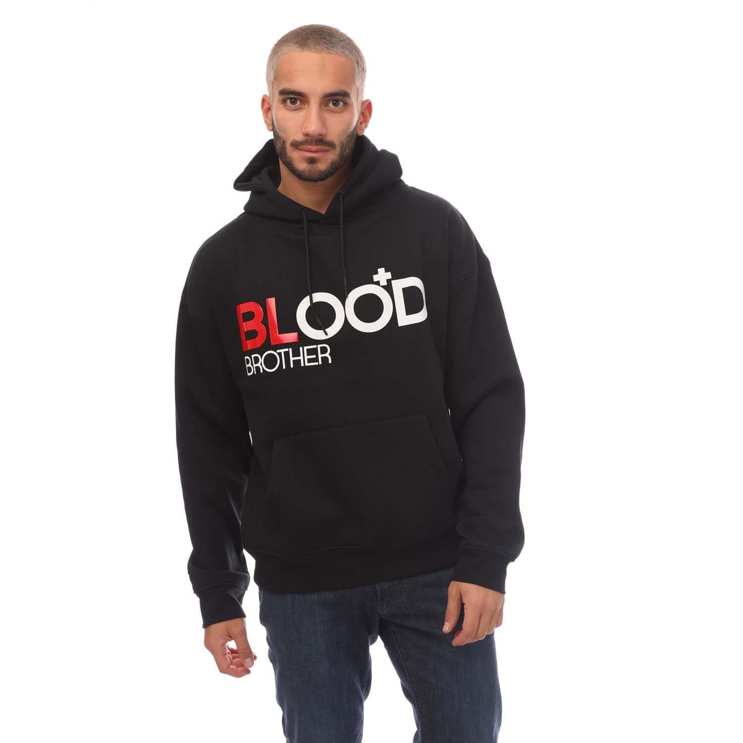 Black - Front - Blood Brother Mens Brand Hoodie