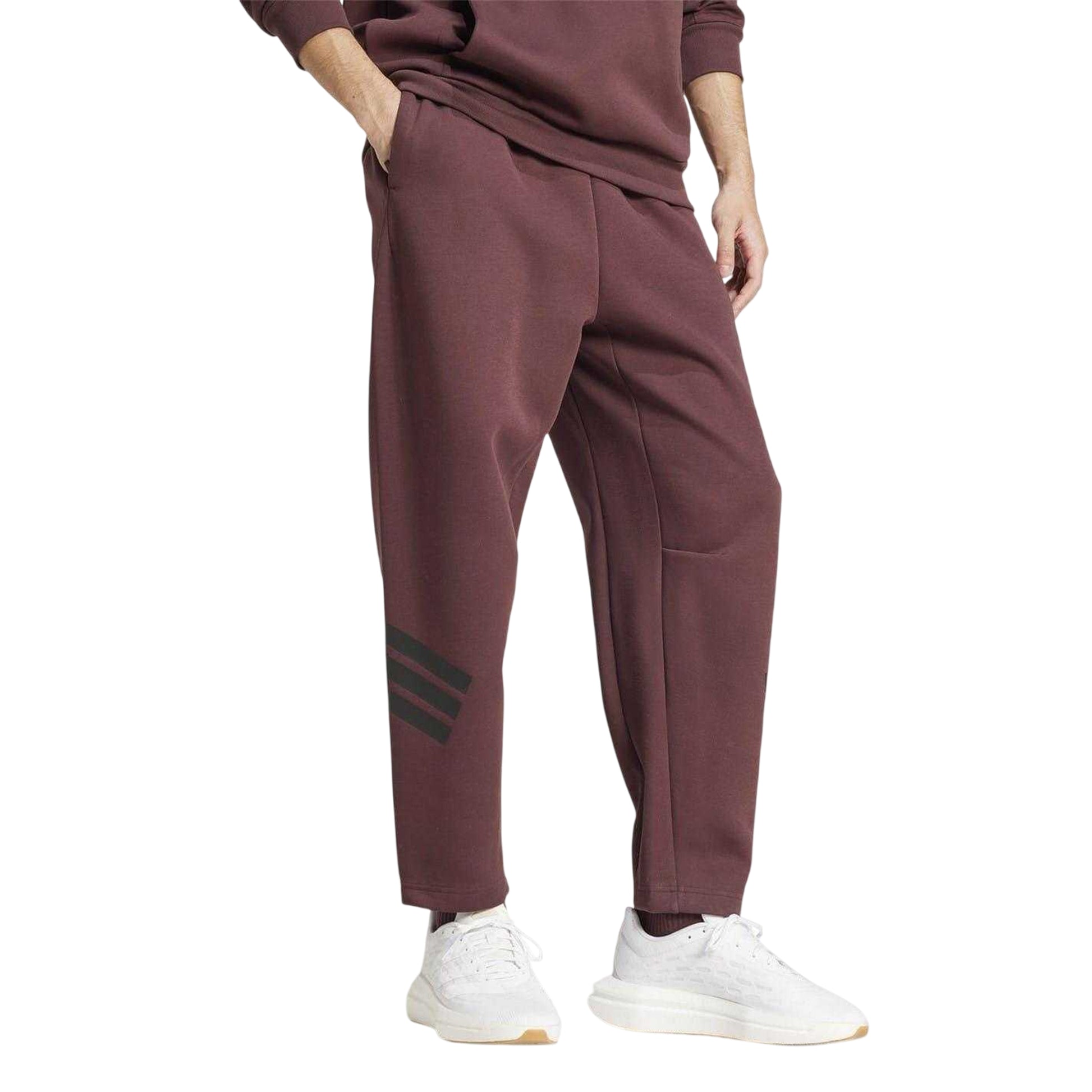 Ruby Red - Side - Adidas Mens Future Icons Fleece 3 Stripes Regular Joggers