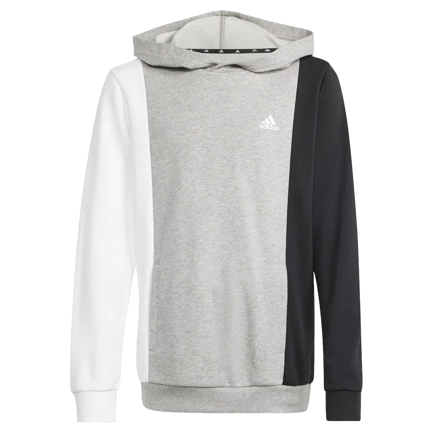 Grey-White-Black - Front - Adidas Childrens-Kids Essentials Colour Block Hoodie